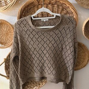 Z Supply Taupe Diamond Knit Sweater